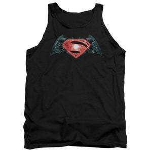 AN OFFCIALLY LICENSED BATMAN V SUPERMAN INDUSTRIAL LOGO ADULT UNISEX TANK TOP BLACK