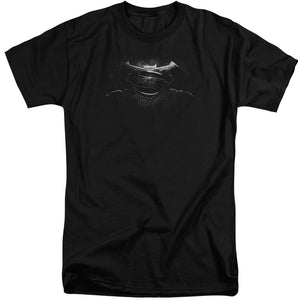 AN OFFCIALLY LICENSED BATMAN V SUPERMAN BW LOGO MEN'S TALL FIT T-SHIRT BLACK