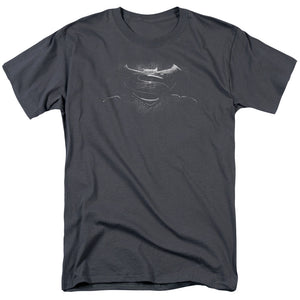 AN OFFCIALLY LICENSED BATMAN V SUPERMAN BW LOGO MEN'S REGULAR FIT T-SHIRT CHARCOAL