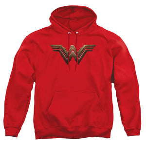 AN OFFCIALLY LICENSED BATMAN V SUPERMAN WW SHIELD ADULT UNISEX PULLOVER HOODIE RED
