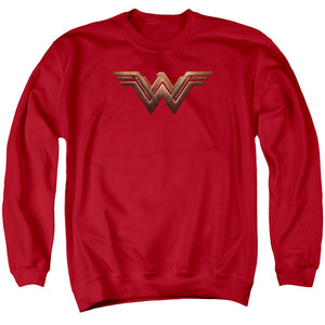 AN OFFCIALLY LICENSED BATMAN V SUPERMAN WW SHIELD ADULT UNISEX CREWNECK SWEATSHIRT RED