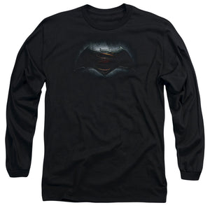 AN OFFCIALLY LICENSED BATMAN V SUPERMAN LOGO MEN'S LONG SLEEVE T-SHIRT BLACK
