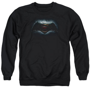 AN OFFCIALLY LICENSED BATMAN V SUPERMAN LOGO ADULT UNISEX CREWNECK SWEATSHIRT BLACK