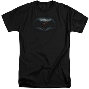 AN OFFCIALLY LICENSED BATMAN V SUPERMAN LOGO MEN'S TALL FIT T-SHIRT BLACK