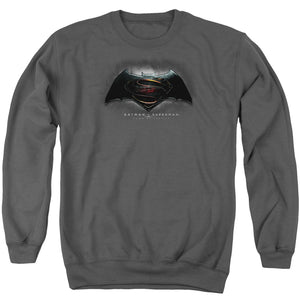 AN OFFCIALLY LICENSED BATMAN V SUPERMAN LOGO ADULT UNISEX CREWNECK SWEATSHIRT CHARCOAL
