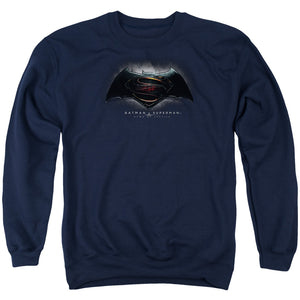 AN OFFCIALLY LICENSED BATMAN V SUPERMAN LOGO ADULT UNISEX CREWNECK SWEATSHIRT NAVY