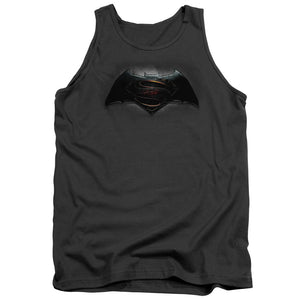 AN OFFCIALLY LICENSED BATMAN V SUPERMAN LOGO ADULT UNISEX TANK TOP CHARCOAL