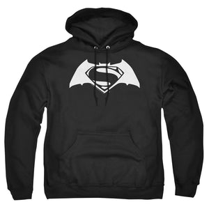 AN OFFCIALLY LICENSED BATMAN V SUPERMAN SIMPLE LOGO ADULT UNISEX PULLOVER HOODIE BLACK