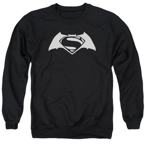 AN OFFCIALLY LICENSED BATMAN V SUPERMAN SIMPLE LOGO ADULT UNISEX CREWNECK SWEATSHIRT BLACK