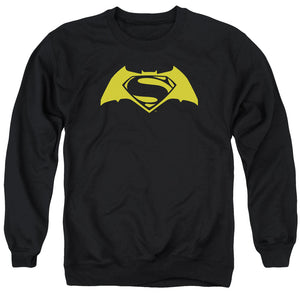 AN OFFCIALLY LICENSED BATMAN V SUPERMAN SIMPLE LOGO ADULT UNISEX CREWNECK SWEATSHIRT BLACK