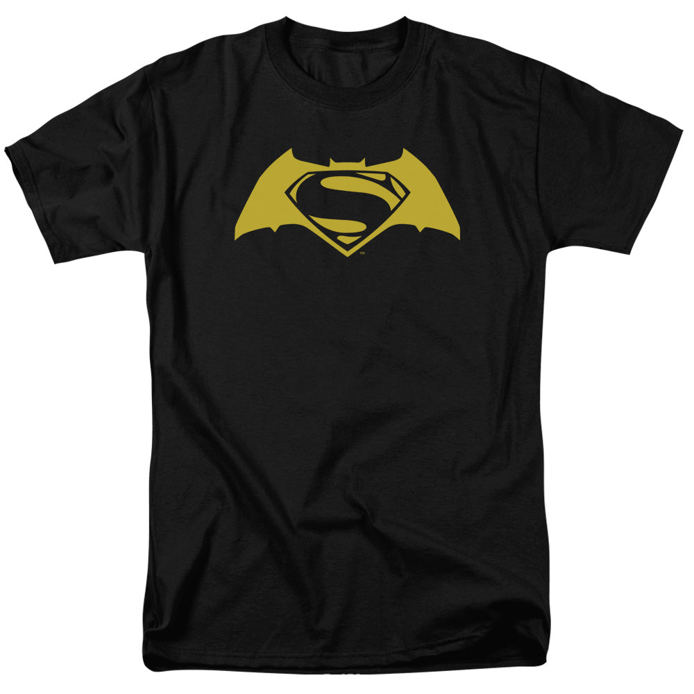 AN OFFCIALLY LICENSED BATMAN V SUPERMAN SIMPLE LOGO MEN'S REGULAR FIT T-SHIRT BLACK