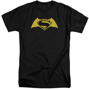 AN OFFCIALLY LICENSED BATMAN V SUPERMAN SIMPLE LOGO MEN'S TALL FIT T-SHIRT BLACK