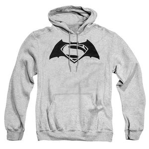 AN OFFCIALLY LICENSED BATMAN V SUPERMAN SIMPLE LOGO ADULT UNISEX PULLOVER HOODIE ATHLETIC HEATHER
