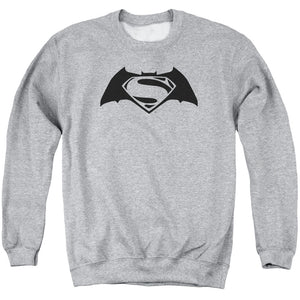 AN OFFCIALLY LICENSED BATMAN V SUPERMAN SIMPLE LOGO ADULT UNISEX CREWNECK SWEATSHIRT ATHLETIC HEATHER