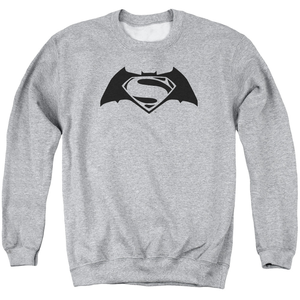 AN OFFCIALLY LICENSED BATMAN V SUPERMAN SIMPLE LOGO ADULT UNISEX CREWNECK SWEATSHIRT ATHLETIC HEATHER