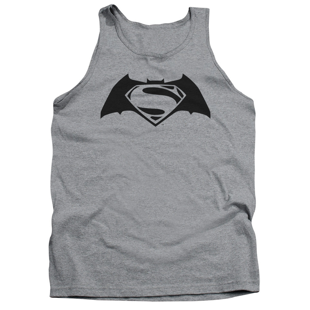 AN OFFCIALLY LICENSED BATMAN V SUPERMAN SIMPLE LOGO ADULT UNISEX TANK TOP ATHLETIC HEATHER