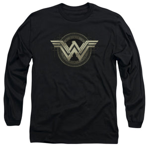 AN OFFCIALLY LICENSED BATMAN V SUPERMAN ANCIENT EMBLEMS MEN'S LONG SLEEVE T-SHIRT BLACK
