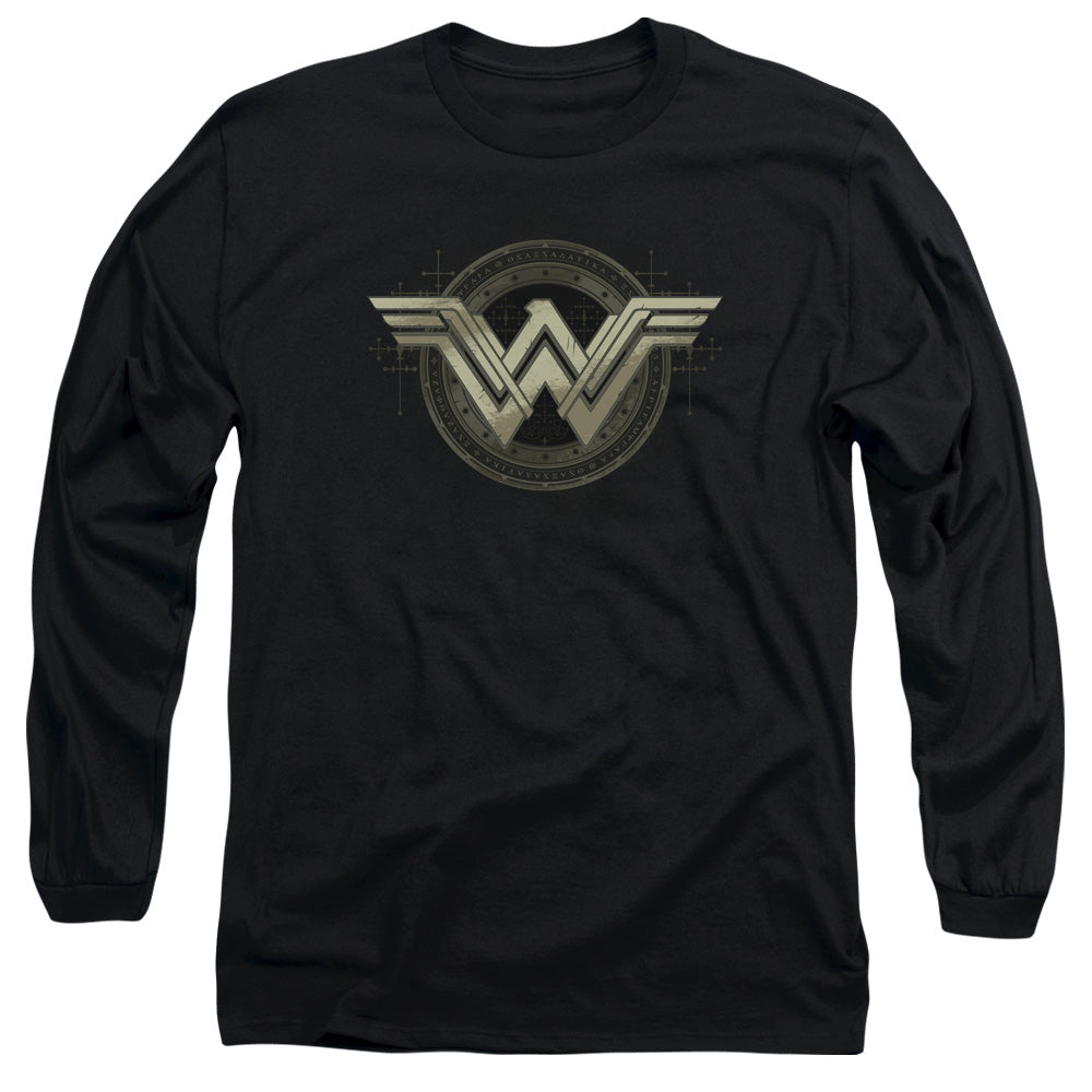 AN OFFCIALLY LICENSED BATMAN V SUPERMAN ANCIENT EMBLEMS MEN'S LONG SLEEVE T-SHIRT BLACK
