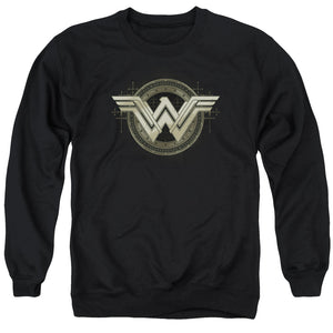 AN OFFCIALLY LICENSED BATMAN V SUPERMAN ANCIENT EMBLEMS ADULT UNISEX CREWNECK SWEATSHIRT BLACK