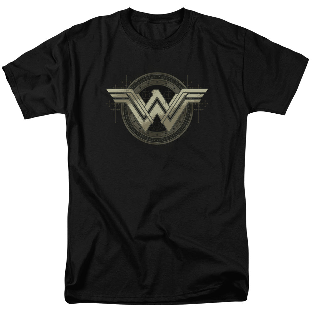 AN OFFCIALLY LICENSED BATMAN V SUPERMAN ANCIENT EMBLEMS MEN'S REGULAR FIT T-SHIRT BLACK