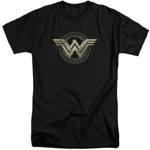 AN OFFCIALLY LICENSED BATMAN V SUPERMAN ANCIENT EMBLEMS MEN'S TALL FIT T-SHIRT BLACK