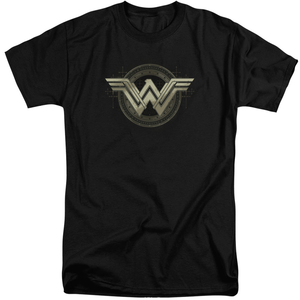 AN OFFCIALLY LICENSED BATMAN V SUPERMAN ANCIENT EMBLEMS MEN'S TALL FIT T-SHIRT BLACK