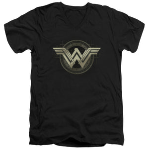 AN OFFCIALLY LICENSED BATMAN V SUPERMAN ANCIENT EMBLEMS MEN'S V-NECK T-SHIRT BLACK