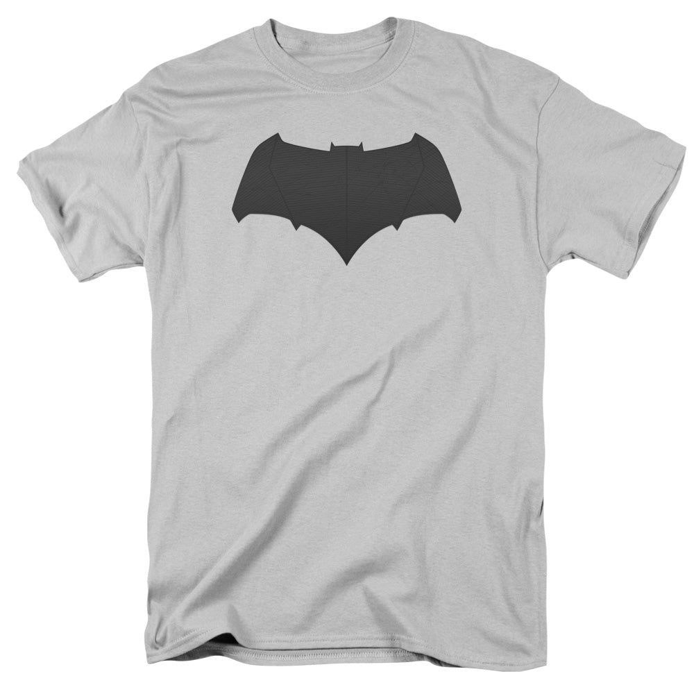 AN OFFCIALLY LICENSED BATMAN V SUPERMAN BATMAN LOGO MEN'S REGULAR FIT T-SHIRT SILVER