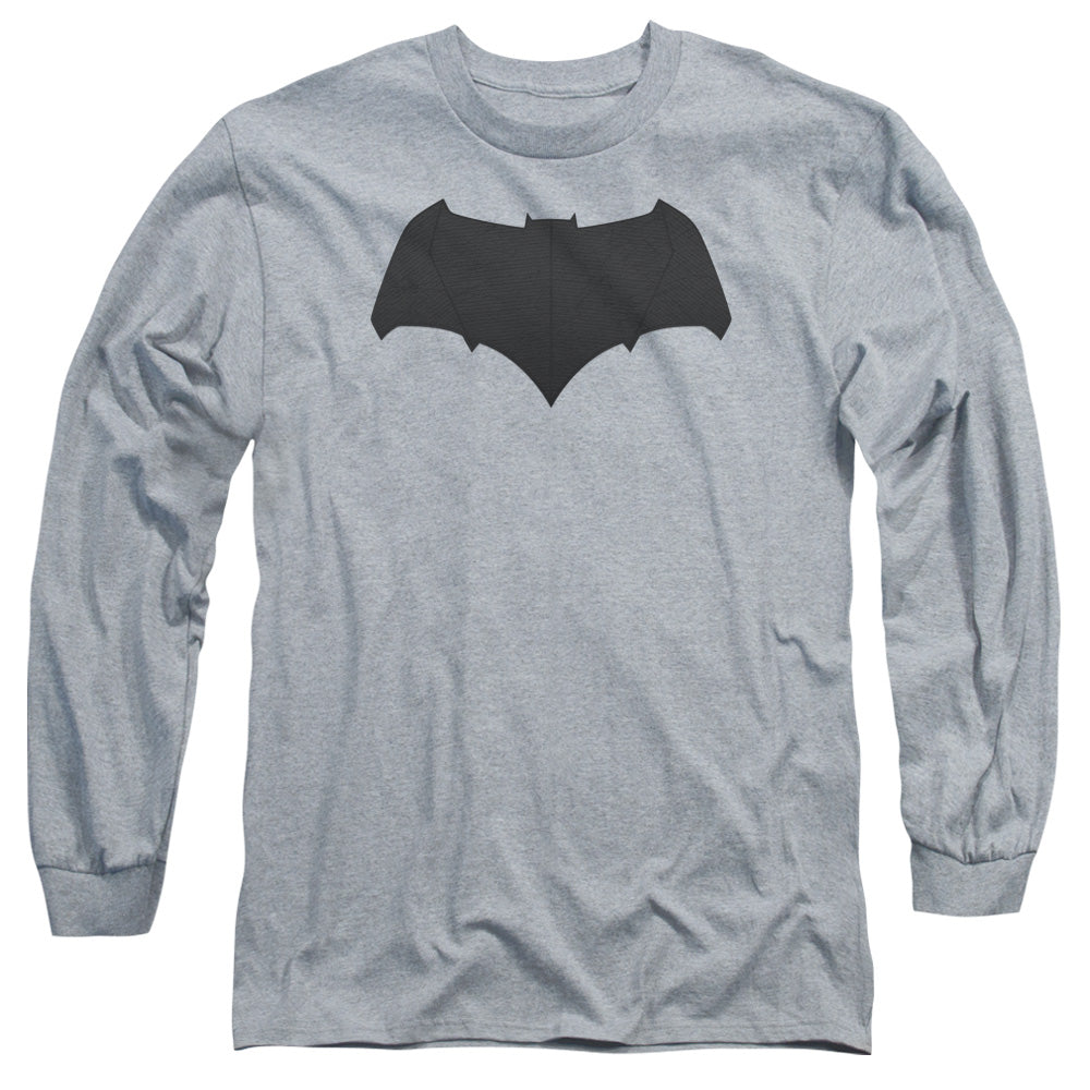 AN OFFCIALLY LICENSED BATMAN V SUPERMAN BATMAN LOGO MEN'S LONG SLEEVE T-SHIRT ATHLETIC HEATHER