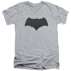AN OFFCIALLY LICENSED BATMAN V SUPERMAN BATMAN LOGO MEN'S V-NECK T-SHIRT ATHLETIC HEATHER