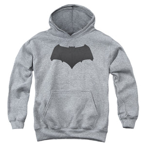 AN OFFCIALLY LICENSED BATMAN V SUPERMAN BATMAN LOGO YOUTH HOODIE ATHLETIC HEATHER