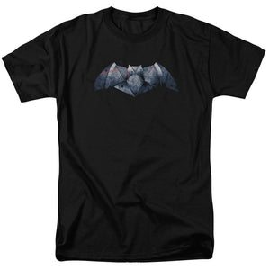AN OFFCIALLY LICENSED BATMAN V SUPERMAN PLATED BAT LOGO MEN'S REGULAR FIT T-SHIRT BLACK