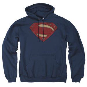 AN OFFCIALLY LICENSED BATMAN V SUPERMAN SUPER MOVIE LOGO ADULT UNISEX PULLOVER HOODIE NAVY