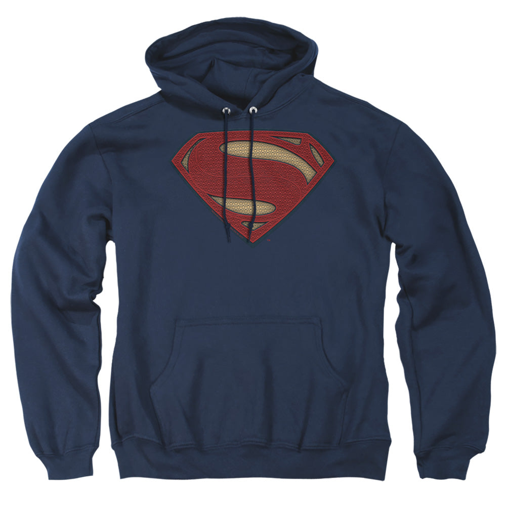 AN OFFCIALLY LICENSED BATMAN V SUPERMAN SUPER MOVIE LOGO ADULT UNISEX PULLOVER HOODIE NAVY