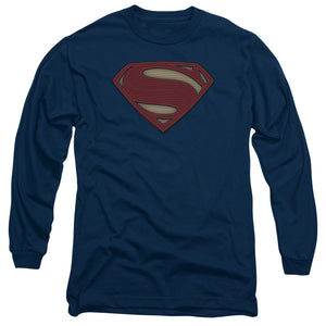 AN OFFCIALLY LICENSED BATMAN V SUPERMAN SUPER MOVIE LOGO MEN'S LONG SLEEVE T-SHIRT NAVY