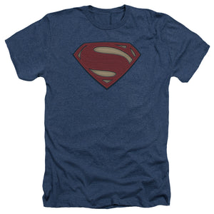 AN OFFCIALLY LICENSED BATMAN V SUPERMAN SUPER MOVIE LOGO MEN'S HEATHER T-SHIRT NAVY