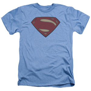 AN OFFCIALLY LICENSED BATMAN V SUPERMAN SUPER MOVIE LOGO MEN'S HEATHER T-SHIRT LIGHT BLUE