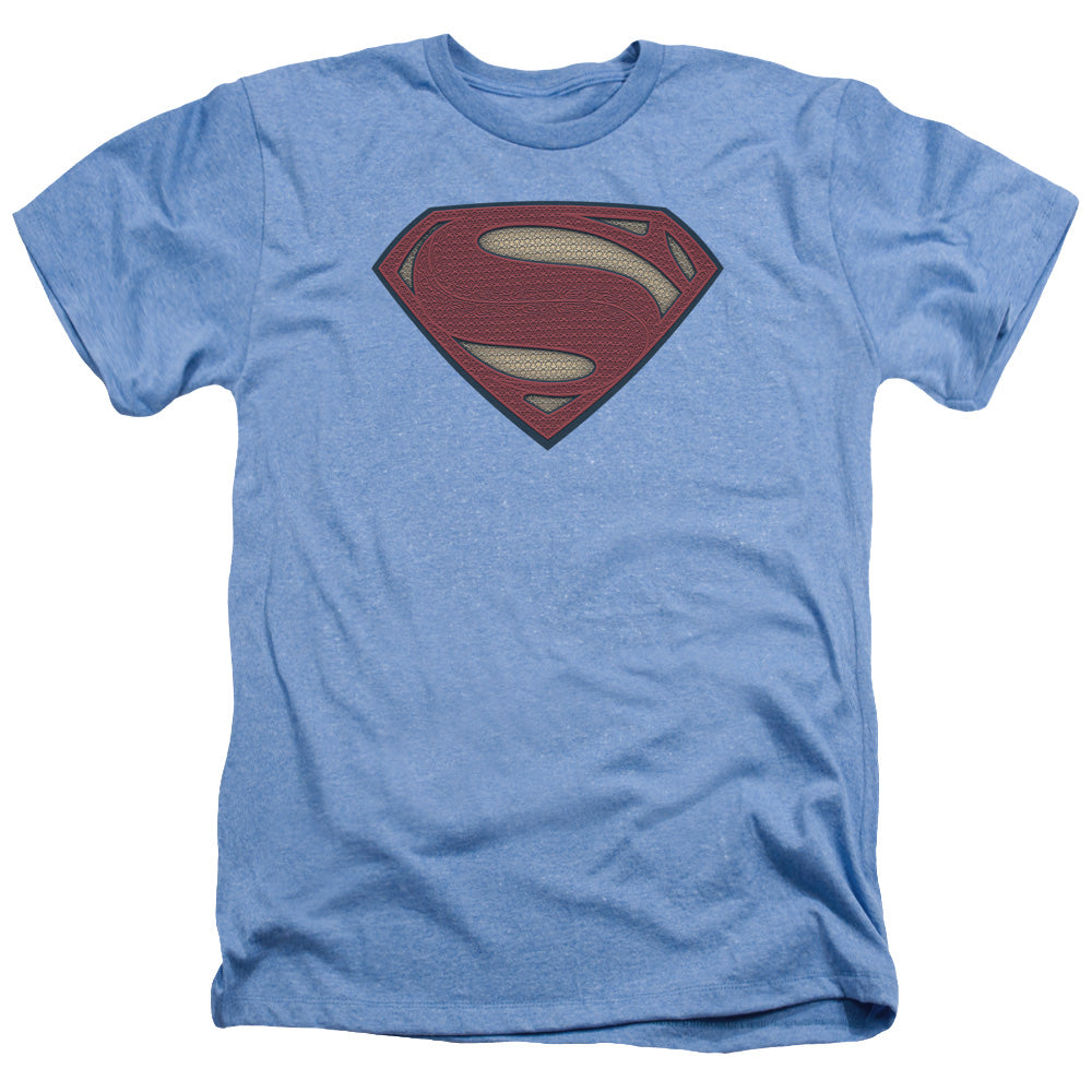 AN OFFCIALLY LICENSED BATMAN V SUPERMAN SUPER MOVIE LOGO MEN'S HEATHER T-SHIRT LIGHT BLUE