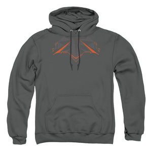 AN OFFCIALLY LICENSED BATMAN V SUPERMAN TECH BAT LOGO ADULT UNISEX PULLOVER HOODIE CHARCOAL