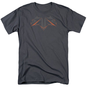 AN OFFCIALLY LICENSED BATMAN V SUPERMAN TECH BAT LOGO MEN'S REGULAR FIT T-SHIRT CHARCOAL