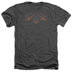 AN OFFCIALLY LICENSED BATMAN V SUPERMAN TECH BAT LOGO MEN'S HEATHER T-SHIRT CHARCOAL