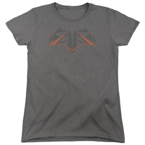 AN OFFCIALLY LICENSED BATMAN V SUPERMAN TECH BAT LOGO WOMEN'S REGULAR FIT T-SHIRT CHARCOAL
