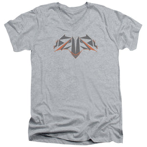 AN OFFCIALLY LICENSED BATMAN V SUPERMAN TECH BAT LOGO MEN'S V-NECK T-SHIRT ATHLETIC HEATHER