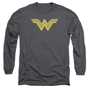 AN OFFCIALLY LICENSED BATMAN V SUPERMAN CLEAN LINE LOGO MEN'S LONG SLEEVE T-SHIRT CHARCOAL