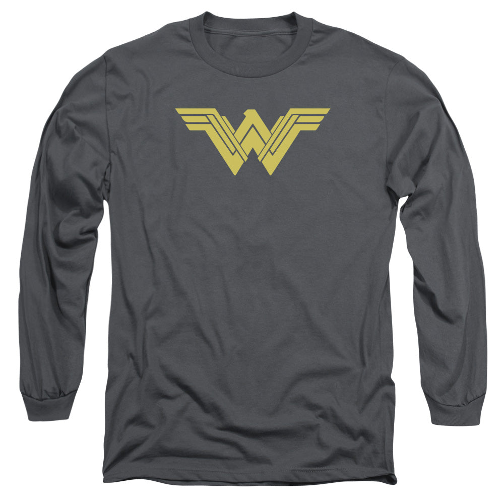AN OFFCIALLY LICENSED BATMAN V SUPERMAN CLEAN LINE LOGO MEN'S LONG SLEEVE T-SHIRT CHARCOAL