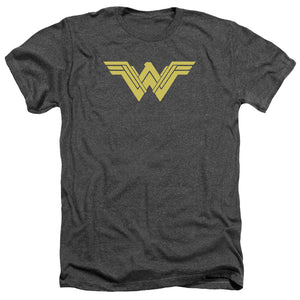 AN OFFCIALLY LICENSED BATMAN V SUPERMAN CLEAN LINE LOGO MEN'S HEATHER T-SHIRT CHARCOAL