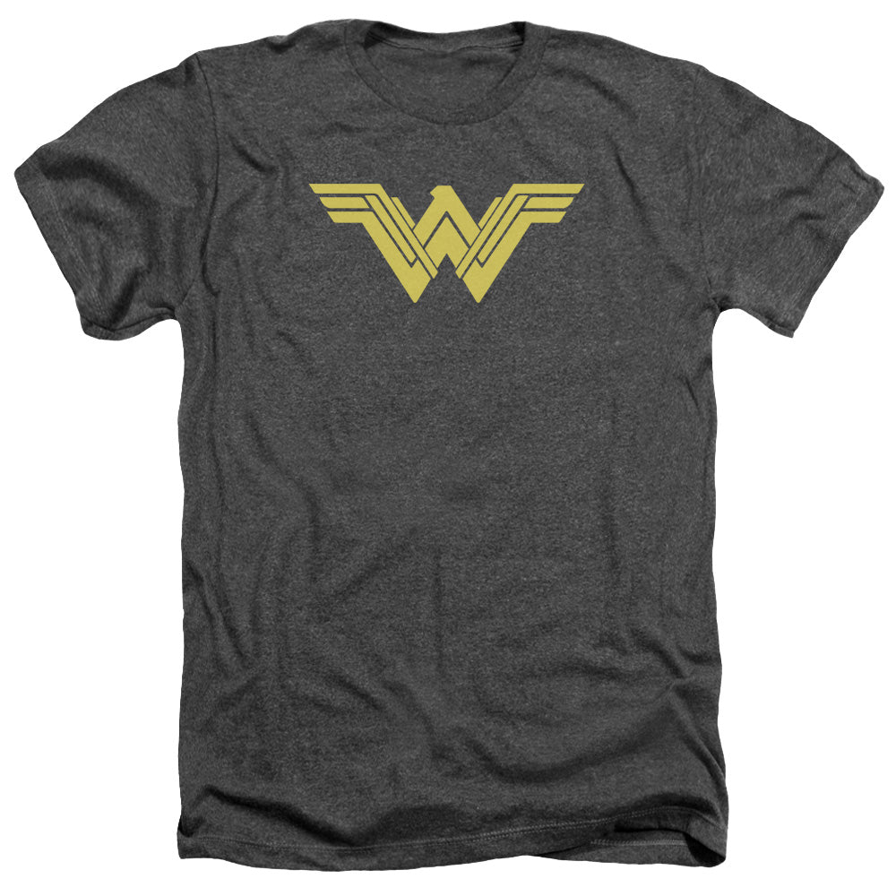 AN OFFCIALLY LICENSED BATMAN V SUPERMAN CLEAN LINE LOGO MEN'S HEATHER T-SHIRT CHARCOAL