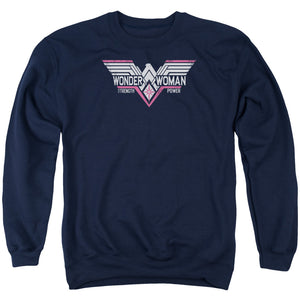 AN OFFCIALLY LICENSED BATMAN V SUPERMAN THUNDER LOGO ADULT UNISEX CREWNECK SWEATSHIRT NAVY