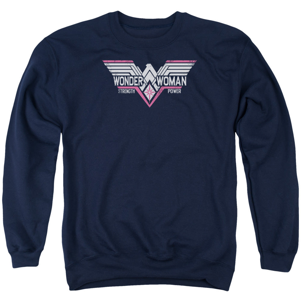 AN OFFCIALLY LICENSED BATMAN V SUPERMAN THUNDER LOGO ADULT UNISEX CREWNECK SWEATSHIRT NAVY