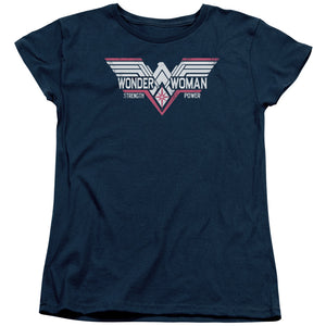 AN OFFCIALLY LICENSED BATMAN V SUPERMAN THUNDER LOGO WOMEN'S REGULAR FIT T-SHIRT NAVY